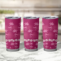 Pink Hawaii Palm Tree Hibiscus Tumbler Cup Fantasy Summer Vibe