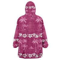 Pink Hawaii Palm Tree Hibiscus Wearable Blanket Hoodie Fantasy Summer Vibe
