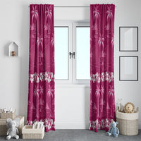 Pink Hawaii Palm Tree Hibiscus Window Curtain Fantasy Summer Vibe