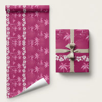 Pink Hawaii Palm Tree Hibiscus Wrapping Paper Fantasy Summer Vibe