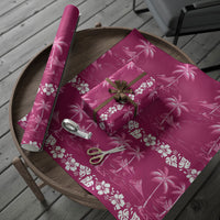 Pink Hawaii Palm Tree Hibiscus Wrapping Paper Fantasy Summer Vibe