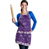 Purple Hawaii Palm Tree Hibiscus Apron Fantasy Summer Vibe