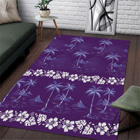 Purple Hawaii Palm Tree Hibiscus Area Rug Fantasy Summer Vibe