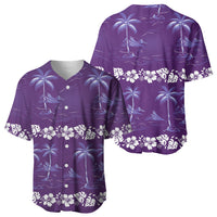 Purple Hawaii Palm Tree Hibiscus Baseball Jersey Fantasy Summer Vibe