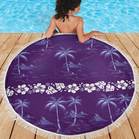 Purple Hawaii Palm Tree Hibiscus Beach Blanket Fantasy Summer Vibe