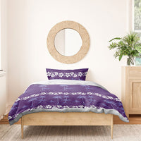 Purple Hawaii Palm Tree Hibiscus Bedding Set Fantasy Summer Vibe