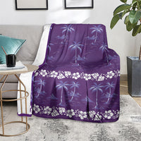 Purple Hawaii Palm Tree Hibiscus Blanket Fantasy Summer Vibe