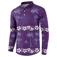 Purple Hawaii Palm Tree Hibiscus Button Sweatshirt Fantasy Summer Vibe