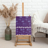 Purple Hawaii Palm Tree Hibiscus Canvas Wall Art Fantasy Summer Vibe