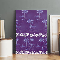 Purple Hawaii Palm Tree Hibiscus Canvas Wall Art Fantasy Summer Vibe