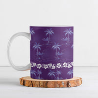Purple Hawaii Palm Tree Hibiscus Ceramic Mug Fantasy Summer Vibe