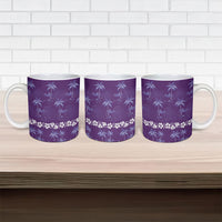 Purple Hawaii Palm Tree Hibiscus Ceramic Mug Fantasy Summer Vibe
