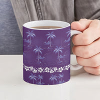 Purple Hawaii Palm Tree Hibiscus Ceramic Mug Fantasy Summer Vibe