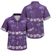 Purple Hawaii Palm Tree Hibiscus Family Matching Mermaid Dress and Hawaiian Shirt Fantasy Summer Vibe