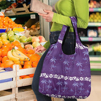 Purple Hawaii Palm Tree Hibiscus Grocery Bag Fantasy Summer Vibe