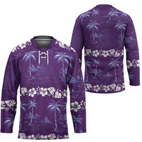 Purple Hawaii Palm Tree Hibiscus Hockey Jersey Fantasy Summer Vibe