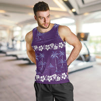 Purple Hawaii Palm Tree Hibiscus Men Tank Top Fantasy Summer Vibe