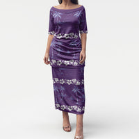 Purple Hawaii Palm Tree Hibiscus Puletasi Fantasy Summer Vibe
