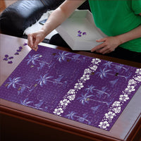 Purple Hawaii Palm Tree Hibiscus Puzzle Fantasy Summer Vibe