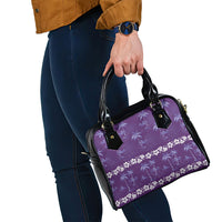 Purple Hawaii Palm Tree Hibiscus Shoulder Handbag Fantasy Summer Vibe