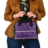 Purple Hawaii Palm Tree Hibiscus Shoulder Handbag Fantasy Summer Vibe