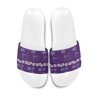 Purple Hawaii Palm Tree Hibiscus Slide Sandals Fantasy Summer Vibe