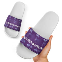 Purple Hawaii Palm Tree Hibiscus Slide Sandals Fantasy Summer Vibe