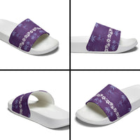 Purple Hawaii Palm Tree Hibiscus Slide Sandals Fantasy Summer Vibe