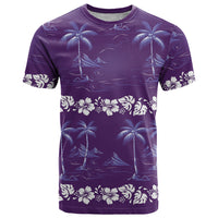 Purple Hawaii Palm Tree Hibiscus T Shirt Fantasy Summer Vibe