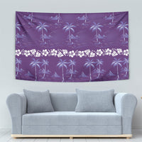 Purple Hawaii Palm Tree Hibiscus Tapestry Fantasy Summer Vibe