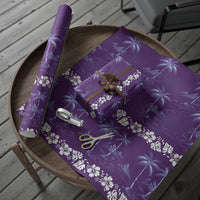 Purple Hawaii Palm Tree Hibiscus Wrapping Paper Fantasy Summer Vibe
