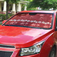Red Hawaii Palm Tree Hibiscus Auto Sun Shade Fantasy Summer Vibe