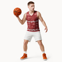Red Hawaii Palm Tree Hibiscus Basketball Jersey Fantasy Summer Vibe