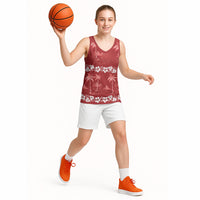 Red Hawaii Palm Tree Hibiscus Basketball Jersey Fantasy Summer Vibe
