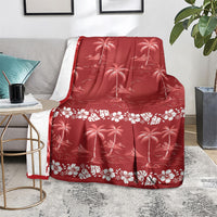 Red Hawaii Palm Tree Hibiscus Blanket Fantasy Summer Vibe