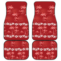 Red Hawaii Palm Tree Hibiscus Car Mats Fantasy Summer Vibe