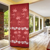 Red Hawaii Palm Tree Hibiscus Door Cover Fantasy Summer Vibe