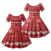 Red Hawaii Palm Tree Hibiscus Family Matching Summer Maxi Dress and Hawaiian Shirt Fantasy Summer Vibe