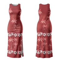 Red Hawaii Palm Tree Hibiscus Family Matching Tank Maxi Dress and Hawaiian Shirt Fantasy Summer Vibe