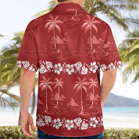 Red Hawaii Palm Tree Hibiscus Hawaiian Shirt Fantasy Summer Vibe