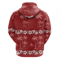 Red Hawaii Palm Tree Hibiscus Hoodie Fantasy Summer Vibe