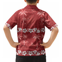 Red Hawaii Palm Tree Hibiscus Kid Hawaiian Shirt Fantasy Summer Vibe
