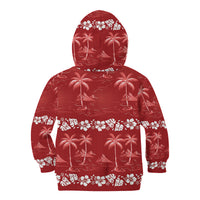 Red Hawaii Palm Tree Hibiscus Kid Hoodie Fantasy Summer Vibe