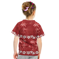 Red Hawaii Palm Tree Hibiscus Kid T Shirt Fantasy Summer Vibe