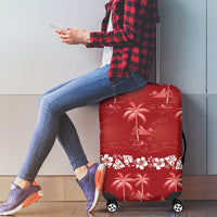 Red Hawaii Palm Tree Hibiscus Luggage Cover Fantasy Summer Vibe