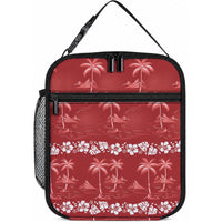 Red Hawaii Palm Tree Hibiscus Lunch Bag Fantasy Summer Vibe