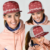 Red Hawaii Palm Tree Hibiscus Mesh Trucker Cap Fantasy Summer Vibe