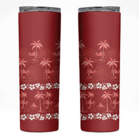 Red Hawaii Palm Tree Hibiscus Skinny Tumbler Fantasy Summer Vibe