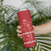 Red Hawaii Palm Tree Hibiscus Skinny Tumbler Fantasy Summer Vibe