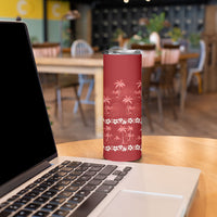 Red Hawaii Palm Tree Hibiscus Skinny Tumbler Fantasy Summer Vibe